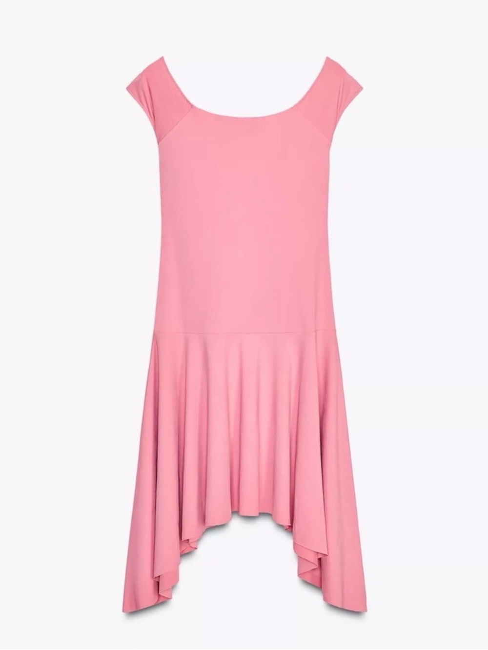 Zara Mauve Pink Cap-Sleeve Asymmetrical Hem Mini Dress Size Medium